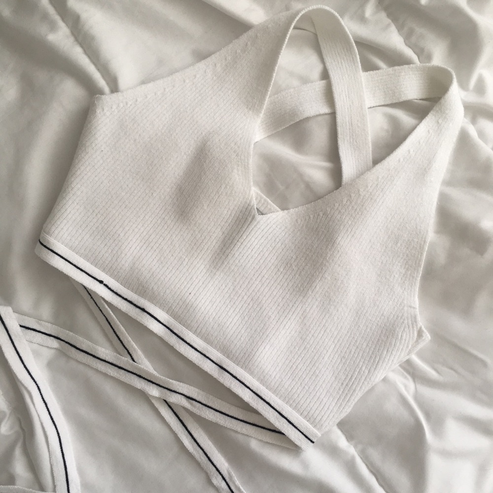 SOLD - Active White Wraparound Crop Top